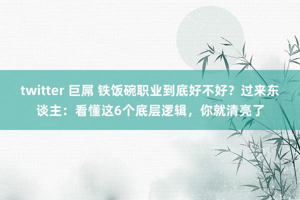 twitter 巨屌 铁饭碗职业到底好不好？过来东谈主：看懂这6个底层逻辑，你就清亮了