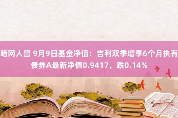 暗网人兽 9月9日基金净值：吉利双季增享6个月执有债券A最新净值0.9417，跌0.14%