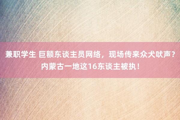 兼职学生 巨额东谈主员网络，现场传来众犬吠声？内蒙古一地这16东谈主被执！