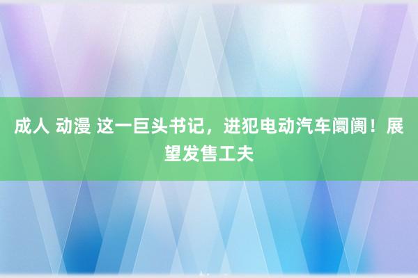 成人 动漫 这一巨头书记，进犯电动汽车阛阓！展望发售工夫