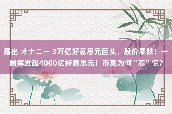 露出 オナニー 3万亿好意思元巨头，股价暴跌！一周挥发超4000亿好意思元！市集为何“芯”慌？