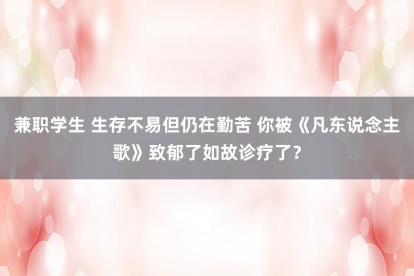 兼职学生 生存不易但仍在勤苦 你被《凡东说念主歌》致郁了如故诊疗了？