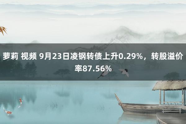 萝莉 视频 9月23日凌钢转债上升0.29%，转股溢价率87.56%