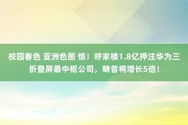 校园春色 亚洲色图 惊！呼家楼1.8亿押注华为三折叠屏最中枢公司，畴昔将增长5倍！