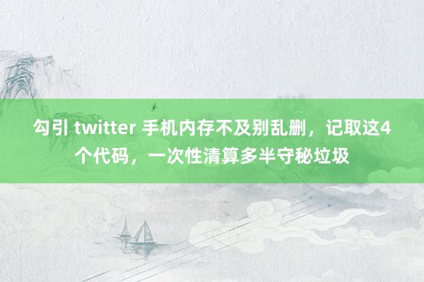 勾引 twitter 手机内存不及别乱删，记取这4个代码，一次性清算多半守秘垃圾