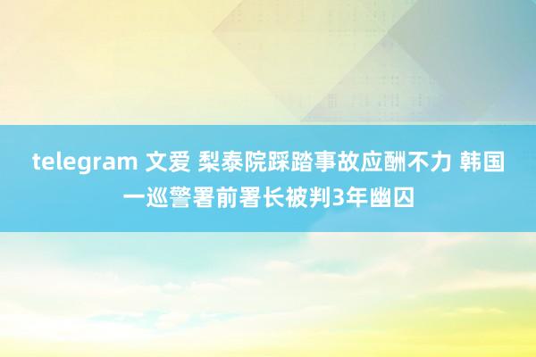 telegram 文爱 梨泰院踩踏事故应酬不力 韩国一巡警署前署长被判3年幽囚