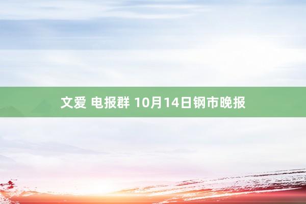 文爱 电报群 10月14日钢市晚报