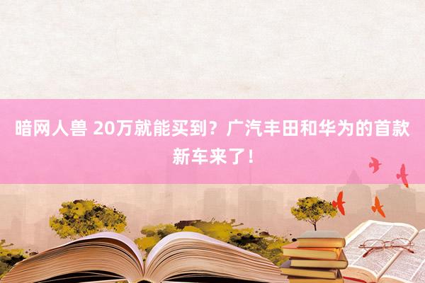 暗网人兽 20万就能买到？广汽丰田和华为的首款新车来了！