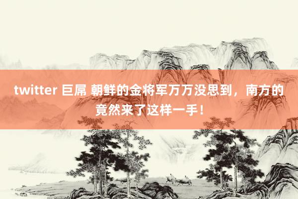 twitter 巨屌 朝鲜的金将军万万没思到，南方的竟然来了这样一手！