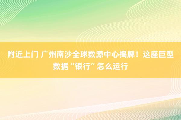 附近上门 广州南沙全球数源中心揭牌！这座巨型数据“银行”怎么运行