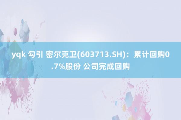 yqk 勾引 密尔克卫(603713.SH)：累计回购0.7%股份 公司完成回购