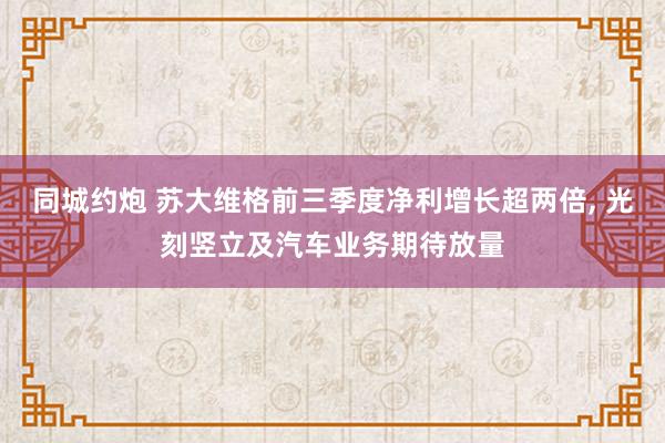 同城约炮 苏大维格前三季度净利增长超两倍, 光刻竖立及汽车业务期待放量