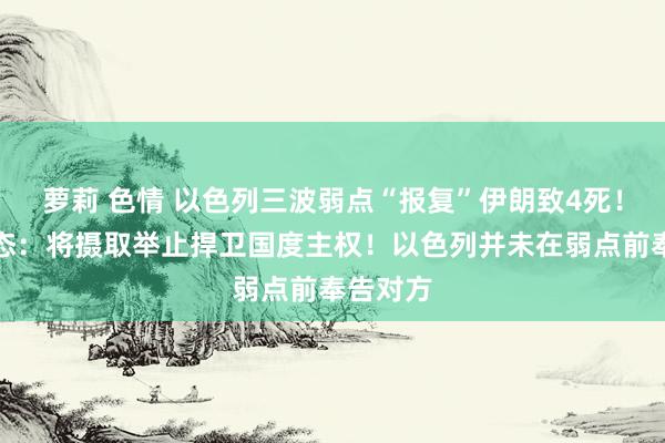 萝莉 色情 以色列三波弱点“报复”伊朗致4死！伊朗表态：将摄取举止捍卫国度主权！以色列并未在弱点前奉告对方