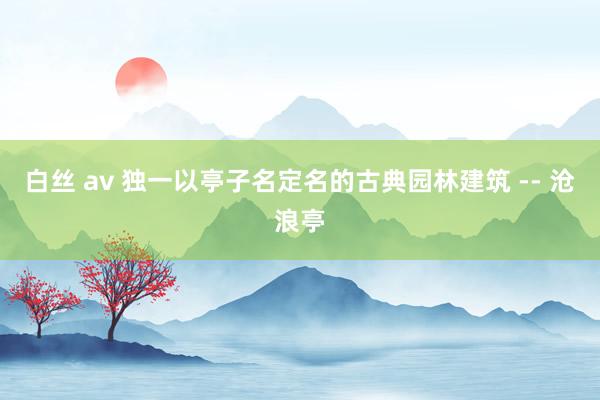 白丝 av 独一以亭子名定名的古典园林建筑 -- 沧浪亭