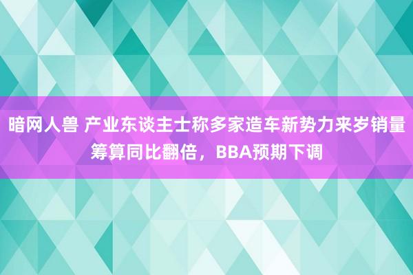 暗网人兽 产业东谈主士称多家造车新势力来岁销量筹算同比翻倍，BBA预期下调