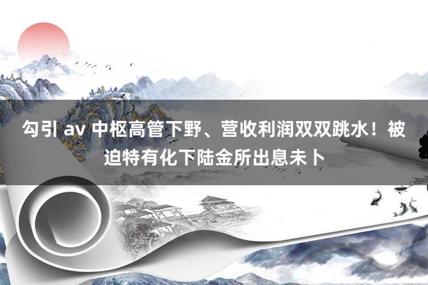 勾引 av 中枢高管下野、营收利润双双跳水！被迫特有化下陆金所出息未卜