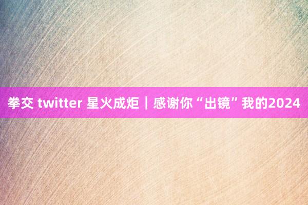 拳交 twitter 星火成炬｜感谢你“出镜”我的2024