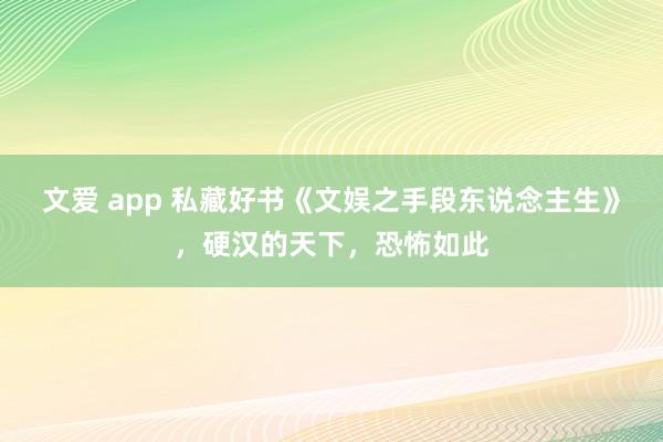 文爱 app 私藏好书《文娱之手段东说念主生》，硬汉的天下，恐怖如此