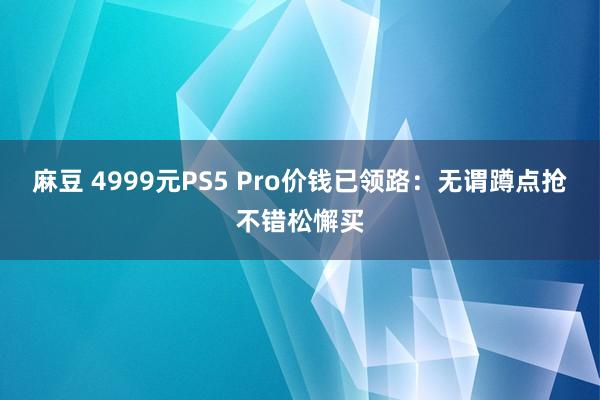 麻豆 4999元PS5 Pro价钱已领路：无谓蹲点抢不错松懈买