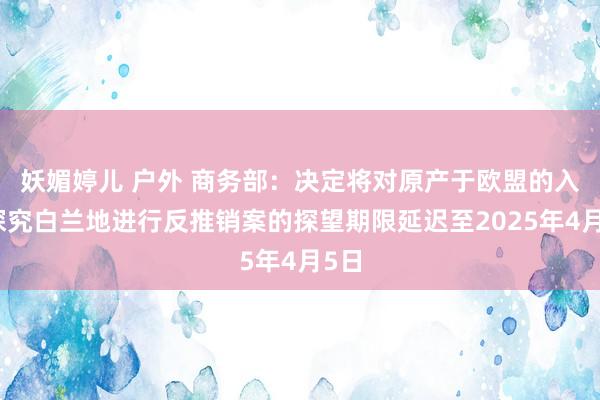 妖媚婷儿 户外 商务部：决定将对原产于欧盟的入口探究白兰地进行反推销案的探望期限延迟至2025年4月5日