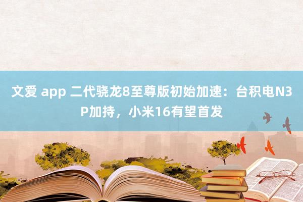 文爱 app 二代骁龙8至尊版初始加速：台积电N3P加持，小米16有望首发