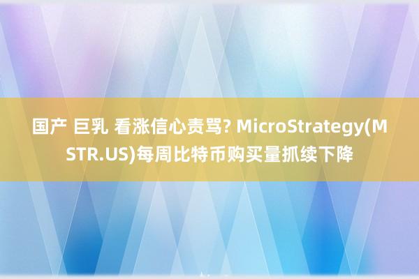 国产 巨乳 看涨信心责骂? MicroStrategy(MSTR.US)每周比特币购买量抓续下降