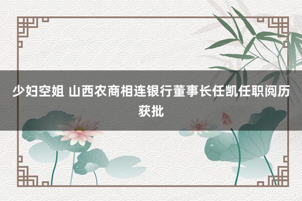 少妇空姐 山西农商相连银行董事长任凯任职阅历获批