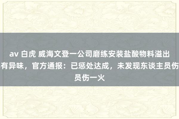 av 白虎 威海文登一公司磨练安装盐酸物料溢出并伴有异味，官方通报：已惩处达成，未发现东谈主员伤一火