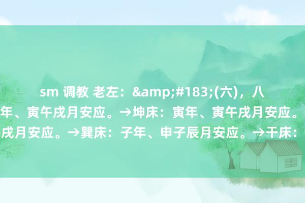 sm 调教 老左：&#183;(六)，八床催丁(安床)。→坎床：午年、寅午戌月安应。→坤床：寅年、寅午戌月安应。→震床：午年、寅午戌月安应。→巽床：子年、申子辰月安应。→干床：酉年、已酉丑月安应。→兑床：亥年、寅卯未...