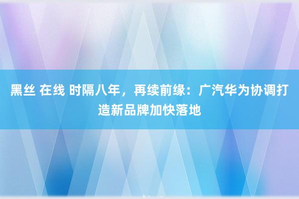 黑丝 在线 时隔八年，再续前缘：广汽华为协调打造新品牌加快落地