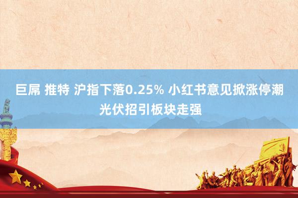 巨屌 推特 沪指下落0.25% 小红书意见掀涨停潮 光伏招引板块走强